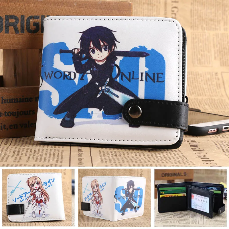 Женский кошелек с рисунком из аниме Sword Art Online яркий Kirigaya Kazuto и Yuuki Asuna короткий для