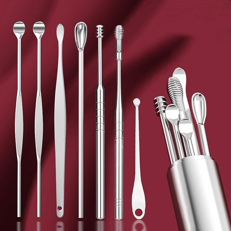 

6/7Pcs Ear Wax Pickers Stainless Steel Earpick Wax Remover kit earwax Curette Spoon Care Ear Clean Toolear cleaner