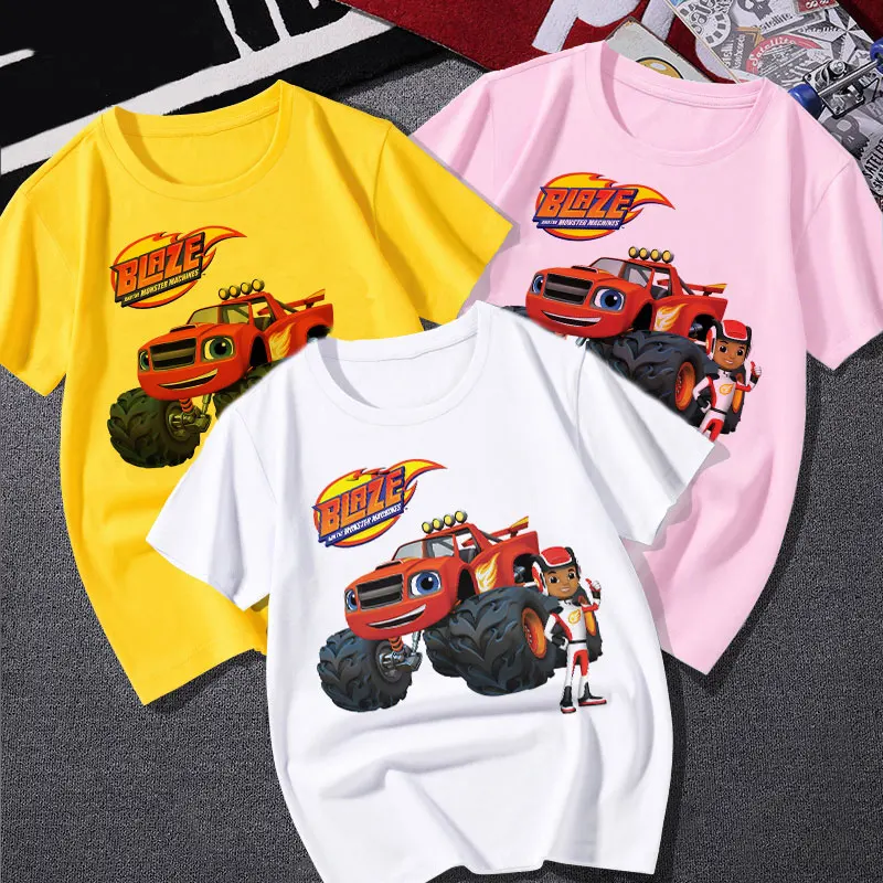 

Blaze And The Monster Machines Children's Clothes Boy Impostor Blaze Game Anime T-Shirt Boy Or Girl Tees Top Short Sleeve Tshirt