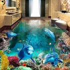 3D фотообои на заказ, водостойкие, с изображением дельфинов, для гостиной, ванной, из ПВХ