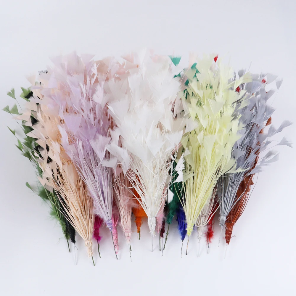 Beautiful Tiffany blue color Turkey Feather Flower 25-30cm long Diy Wire Bendable Bridal Bouquet Feathers Headdress Decoration | Дом и сад