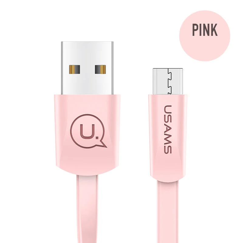 Pink USAMS 2A кабель Micro USB для быстрой зарядки, синхронизации данных Кабель microusb для samsung Xiaomi huawei Android мобильный телефонный кабель micro USB шнур - Цвет: Pink