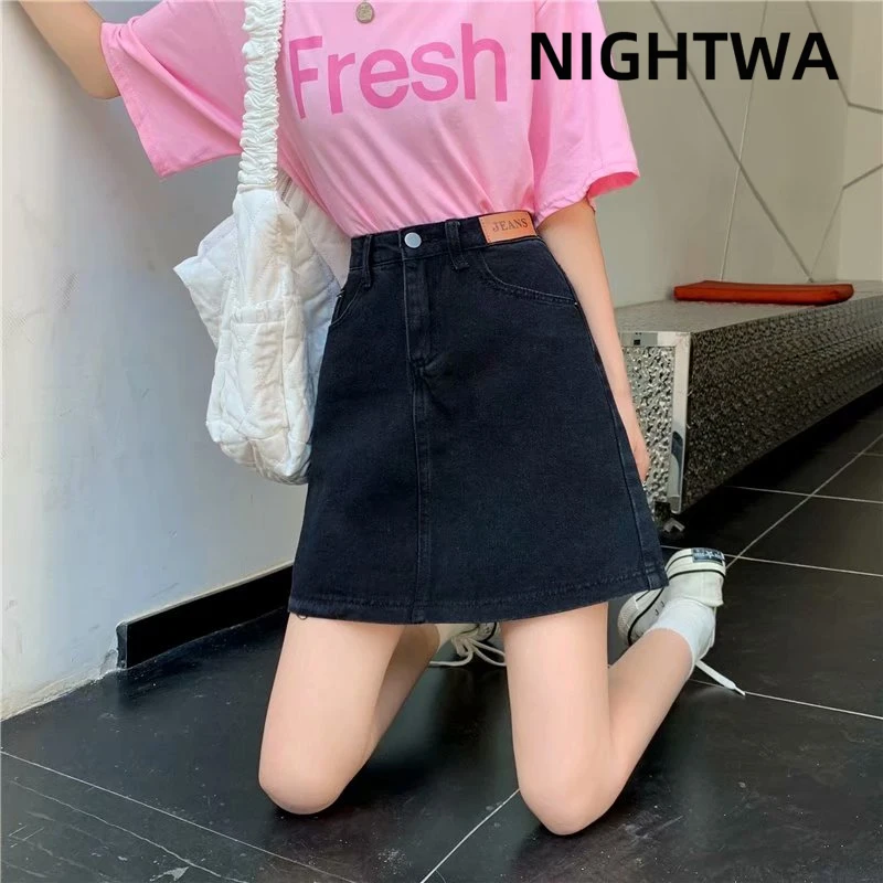 

Юбка джинсовая женская, с высокой талией, летняя, однотонная, 2021