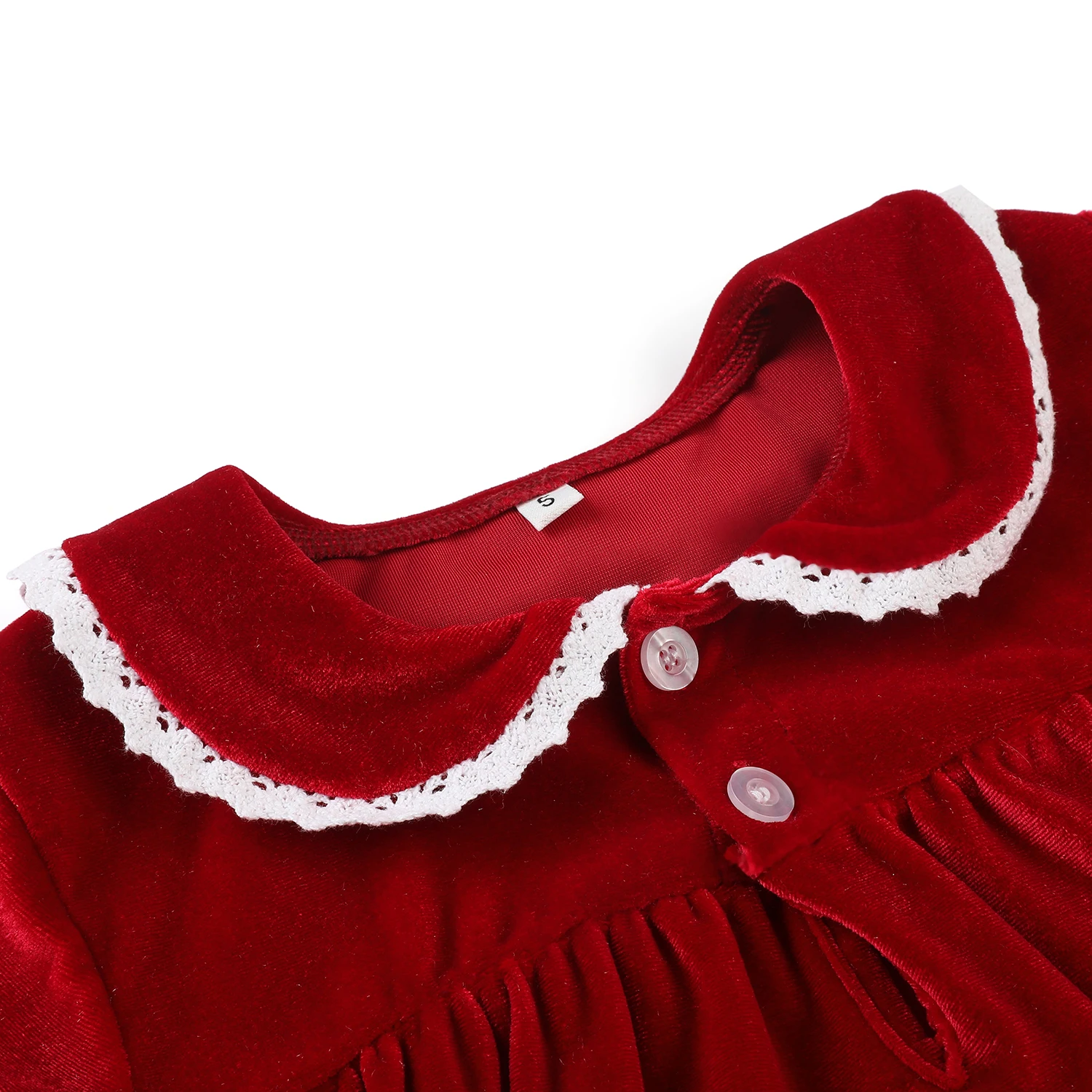 Camis&oacute;n de terciopelo rojo cl&aacute;sico para ni&ntilde;os y ni&ntilde;as, pijama gruesa de manga larga con volantes-4