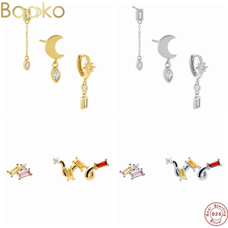 

Серьги-гвоздики женские из серебра 925 пробы, с Луной и кристаллом