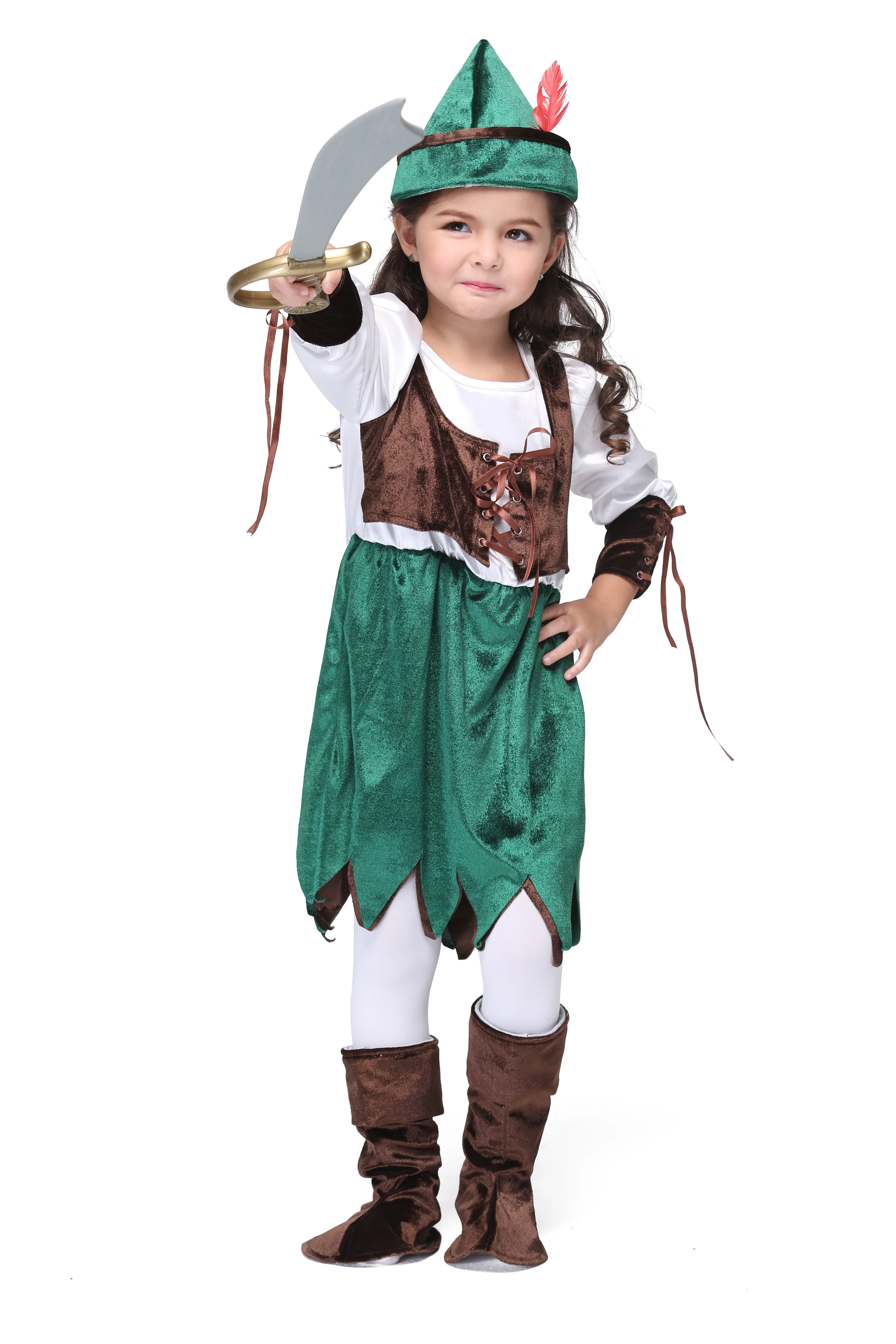 New Baby Girl Pirate Style Suit Kid Halloween Outfit 3 Piece Patchwork Dress + Hat Tip Toddler Cosplay Costume Clothing Set |
