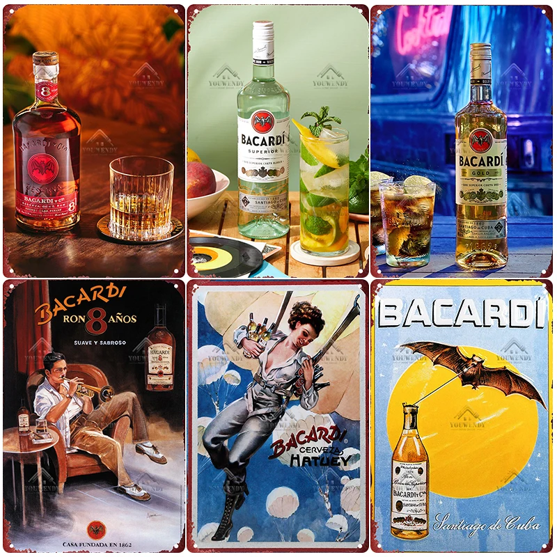Металлический знак Bacardi в стиле ретро жестяной марки рома металлические