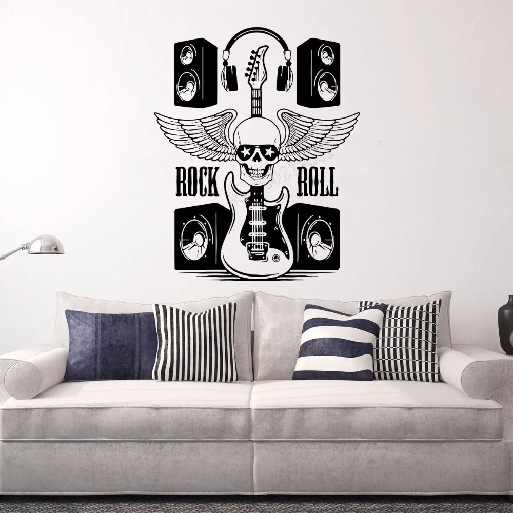 Искусство стены Стикеры музыкальные наушники комн виниловая художественная