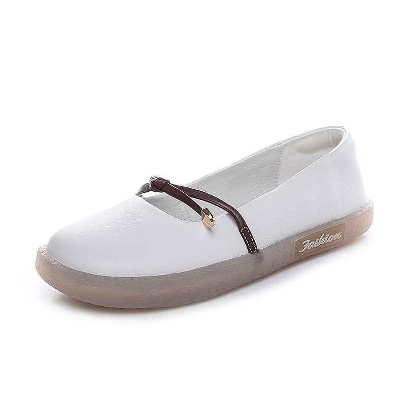 

Cowhide Soft-Soled Ladies' White Shoes