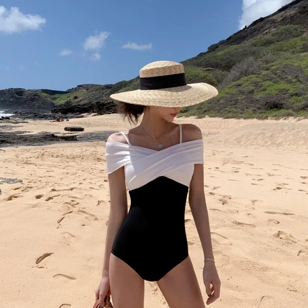 

High Quality Beach Suit Korean Style Mid Waist Bikini Set Women Biquini Suit Two Pieces Swimwear Solid Swimsuit