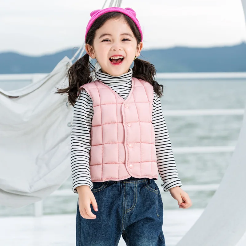 2019 г. Осенний хлопковый жилет для девочек куртки жилеты зимнее Детское пальто