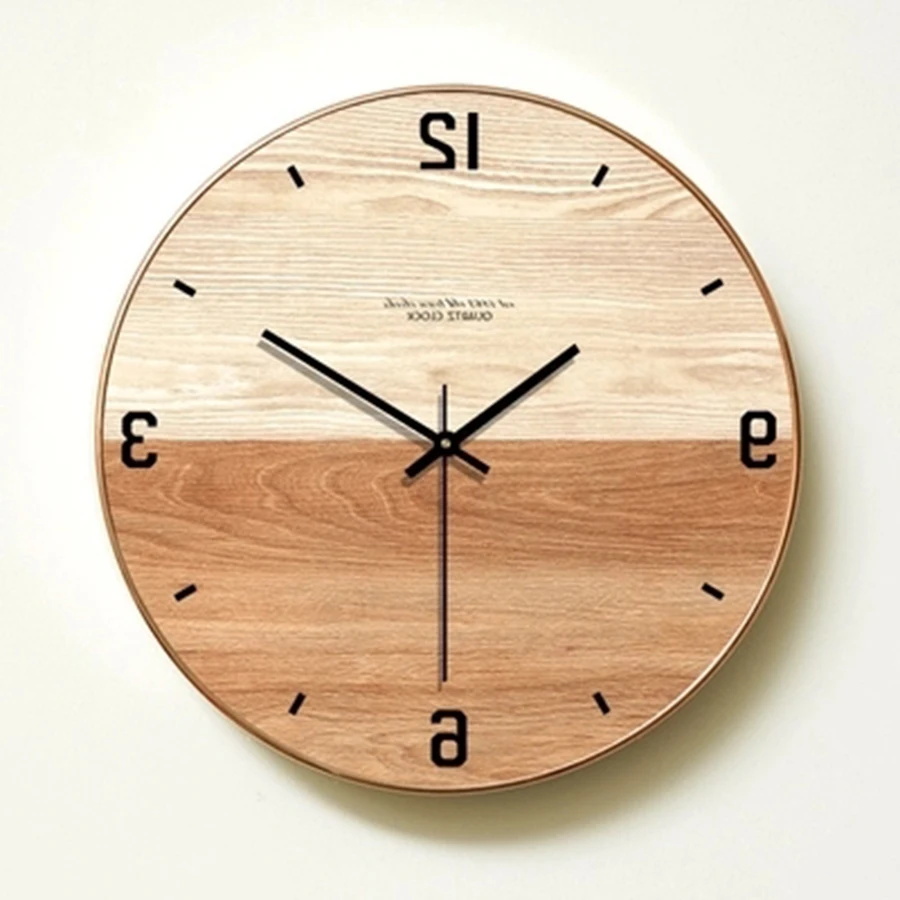 Скандинавские простые домашние креативные настенные часы деревянные бесшумные