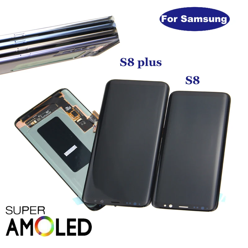 Super Amoled для SAMSUNG Galaxy S8 дисплей S8 Plus G950 G950F G955 G955F кодирующий преобразователь сенсорного экрана в сборе+ рамка