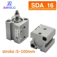 sda sda16 series 510x15 20 25 30 mm air pneumatic cylinder double acting compact cylinder female male thread