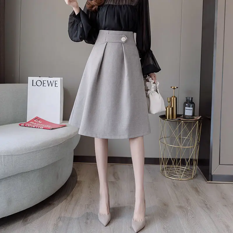 

Women New 2021 Autumn Winter Thickening Warm Skirts Lady Elegant High Waist Skirt New Female Office Wear A word Skirts A284