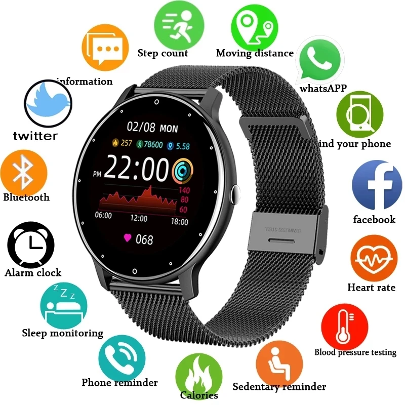

Смарт-часы мужские, сенсорный экран, водонепроницаемость IP67, Bluetooth, для Android, iOS + Box, 2021