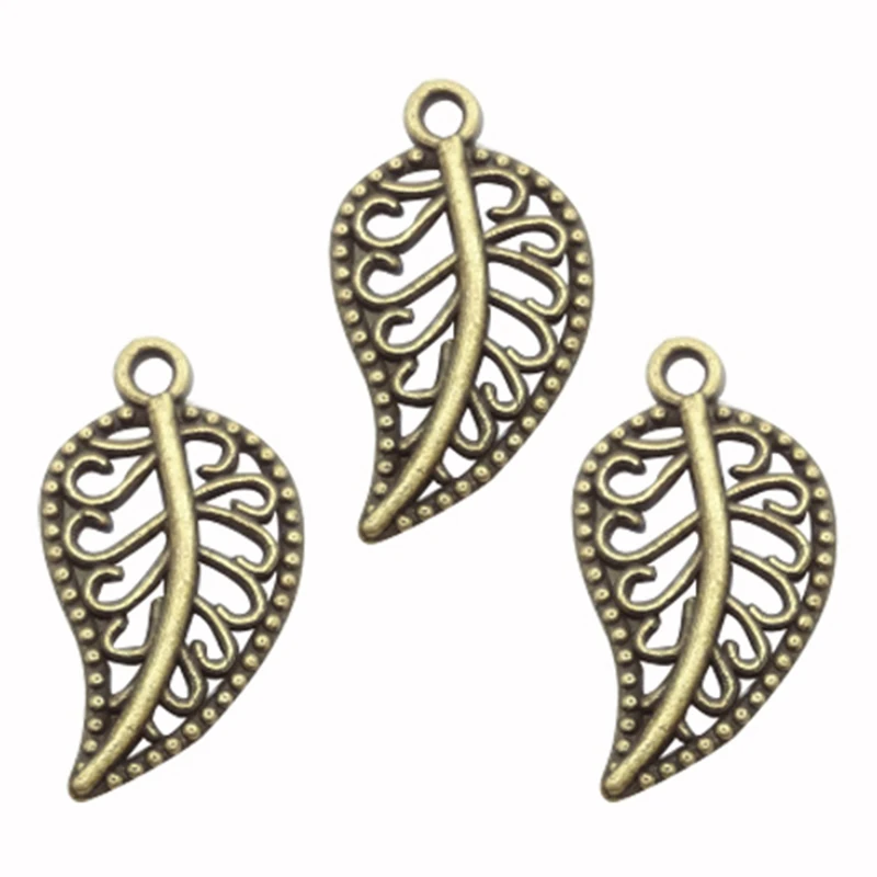 200pcs Vintage Ancient Tree leaf zinc alloy charms pendant suitable for DIY Bracelet Necklace jewelry accessories|Ювелирная