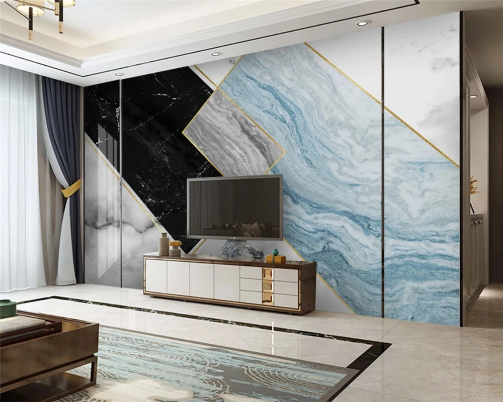 Beibehang пользовательские обои современный минималистичный черный белый синий