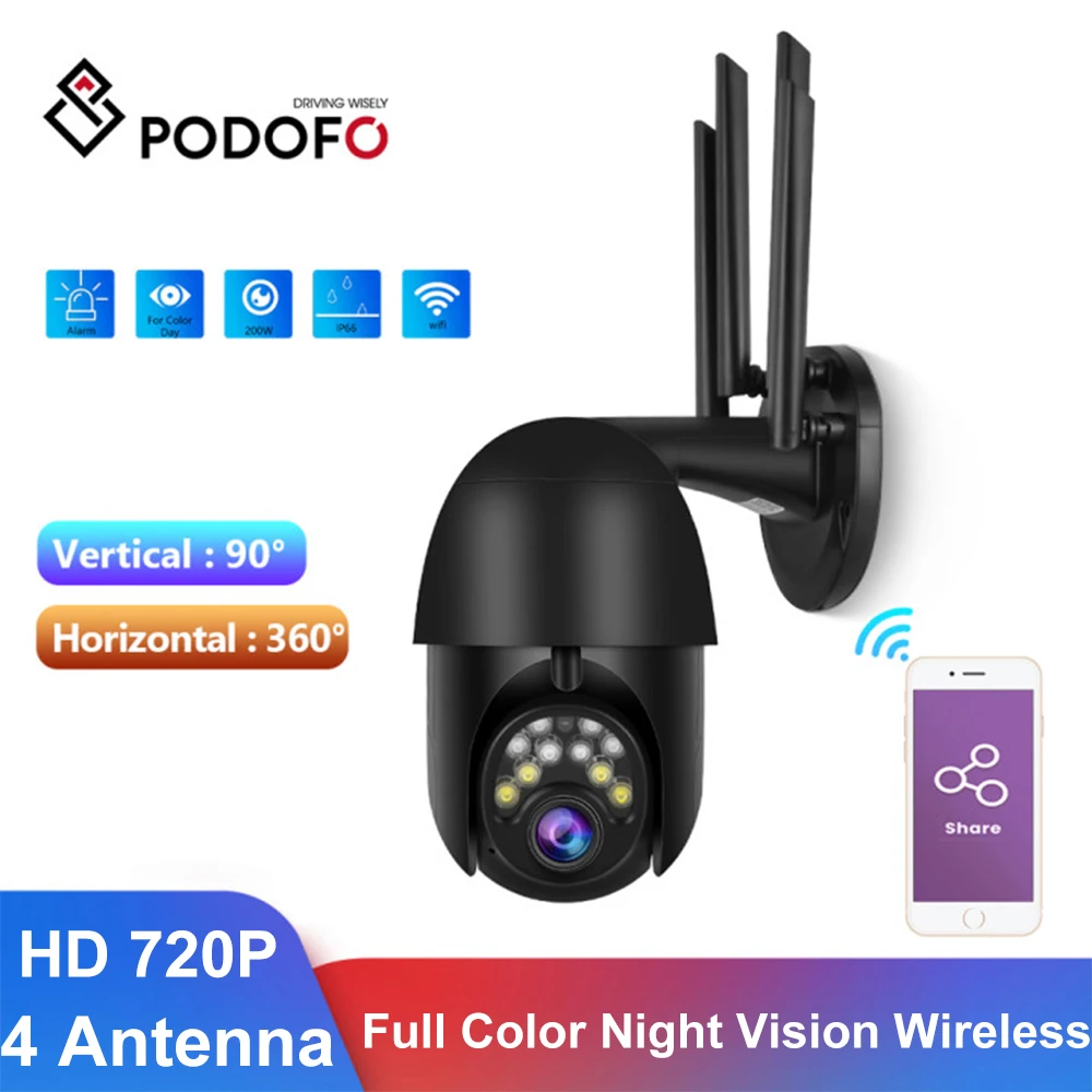 

Podofo HD 720P Outdoor IP Camera Wireless Wifi PTZ Rotation Dome Surveillance 360° Auto Tracking Alarm CCTV P2P Zoom IR Monitor