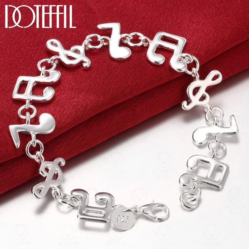 

DOTEFFIL 925 Sterling Silver Music Symbol Bracelet For Women Wedding Engagement Party Fashion Jewelry