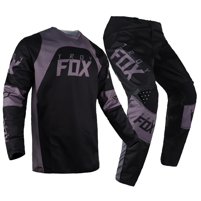 

180 Trice Lux 2022 Gear Set MX ATV Jersey Pant Combo Motocross Racing Kits MTB Bike Cycling Offroad Dark Grey Suit Men