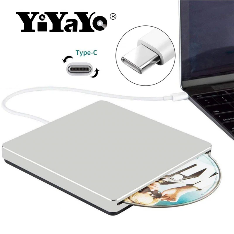 YiYaYo USB-C внешний CD Привод DVD CD VCD rom ридер DVD RW горелка Писатель проигрыватель для ноутбука/рабочего стола Windows MAC OS