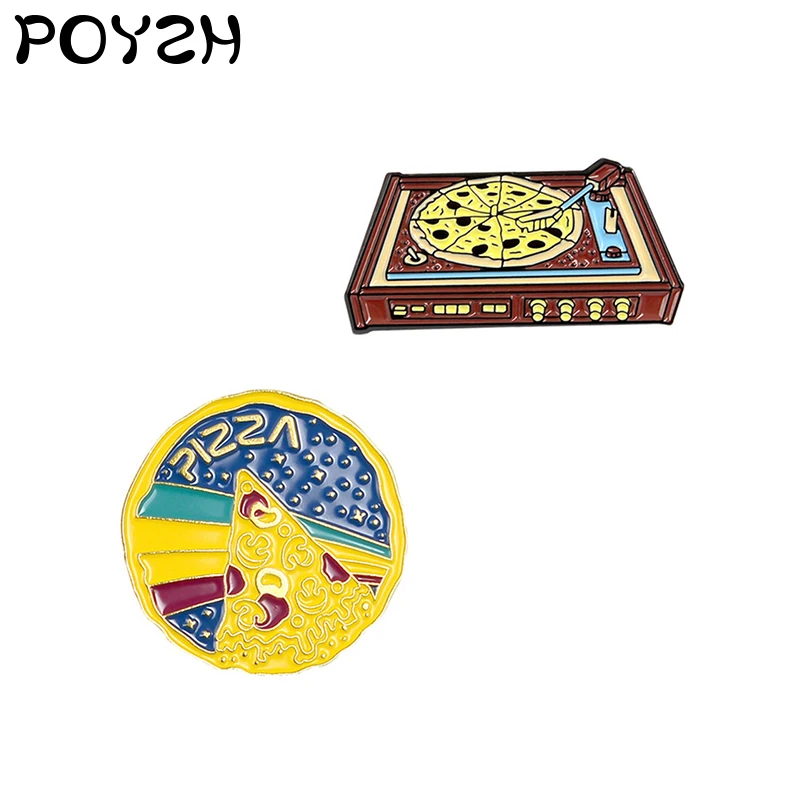 Креативная эмалированная брошь для пиццы блинов любителей музыки нагрудные