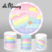 inmemory sweet ice cream heart rainbow color round backdrop cover girls newborn baby shower background plinth covers customized