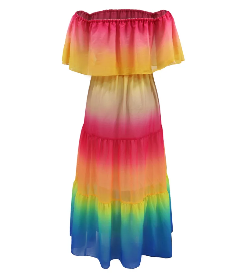 

2021 European and American summer new women's new shoulder strap gradient dress long skirt