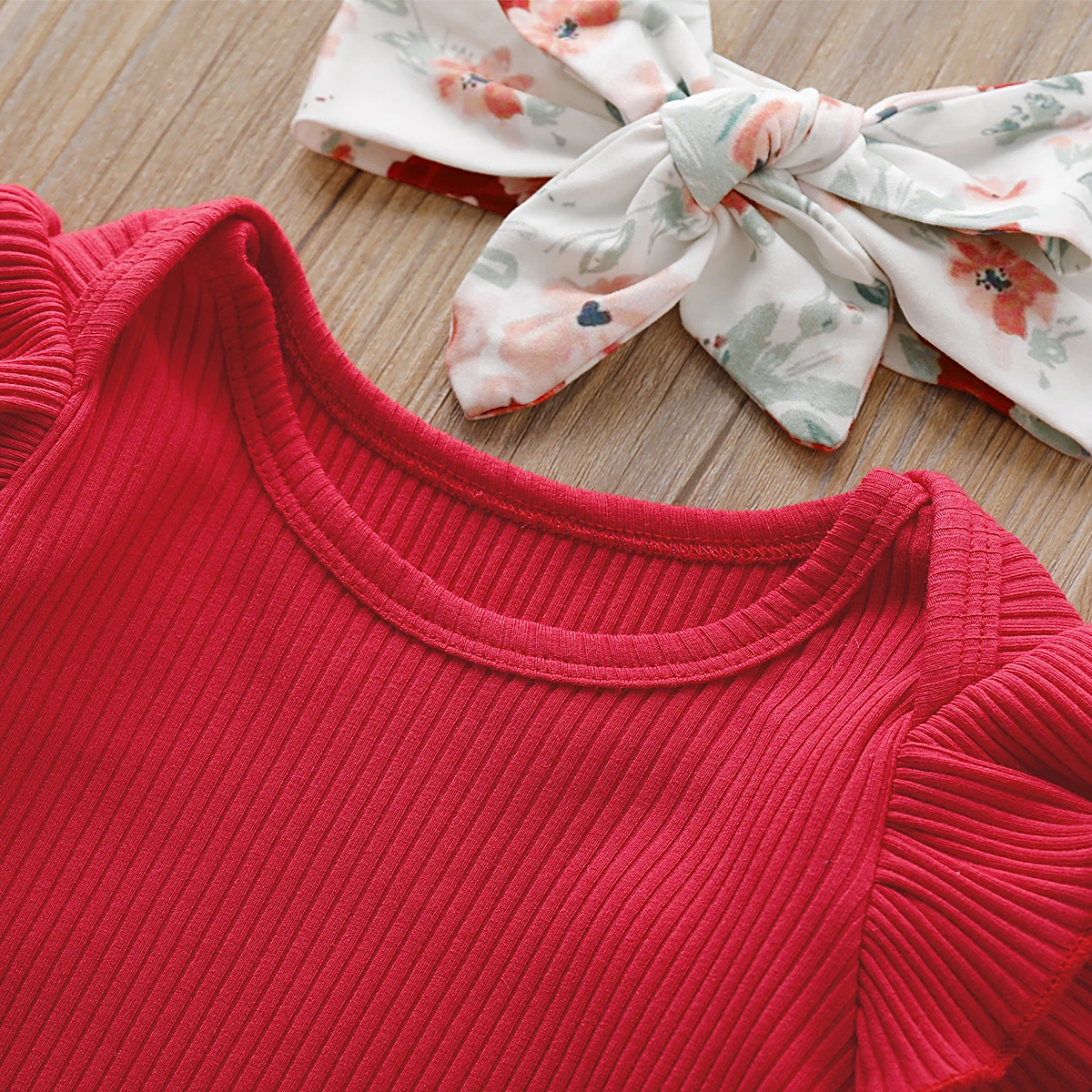 Комплект одежды для новорожденных девочек 3 шт. хлопковое однотонное боди брюки с