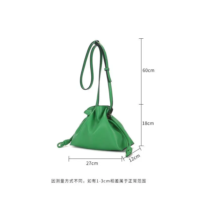 

2021 new leather handbags fashion simple small lucky bag shoulder messenger bucket bag cowhide drawstring small bag