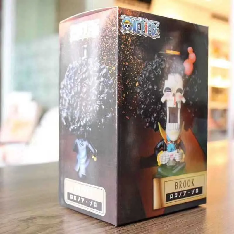 

10cm BROOK Burukku Q Liking Sitting Cute Ver. PVC Action Figures OP Luffy Zoro Lovely Collectibles Model