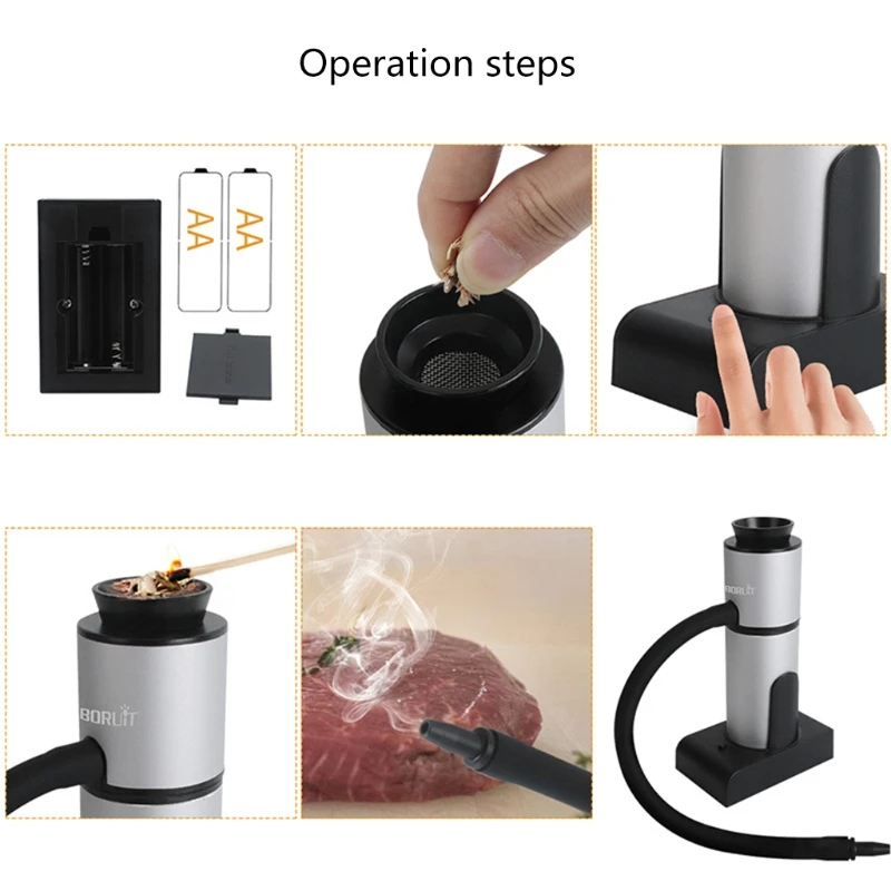 

Smoker Gun Infuser Kitchen Food Smoking Gun with Wood Chips for Bar Cooking Meat BBQ Cocktails Steak Popcorn