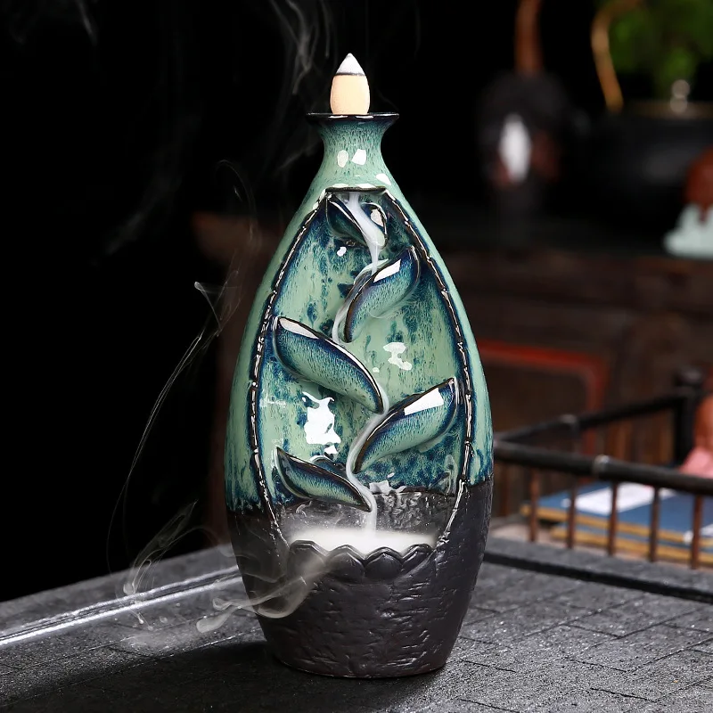 

Waterfall Incense Burner Holder Ceramic Stand Aromatherapy Incense Burner Candle Essential Oil Wierook Houder Home Decor BI50IB