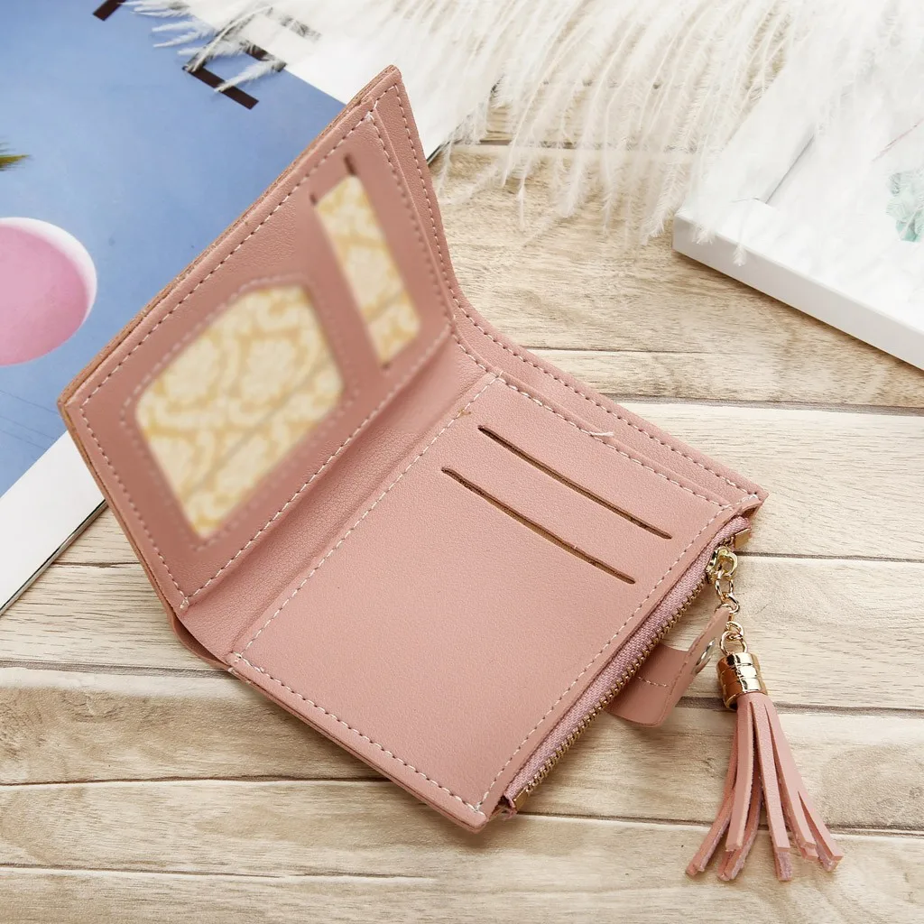 Корейская женская сумка короткий кошелек с кисточками и застежкой держатель для