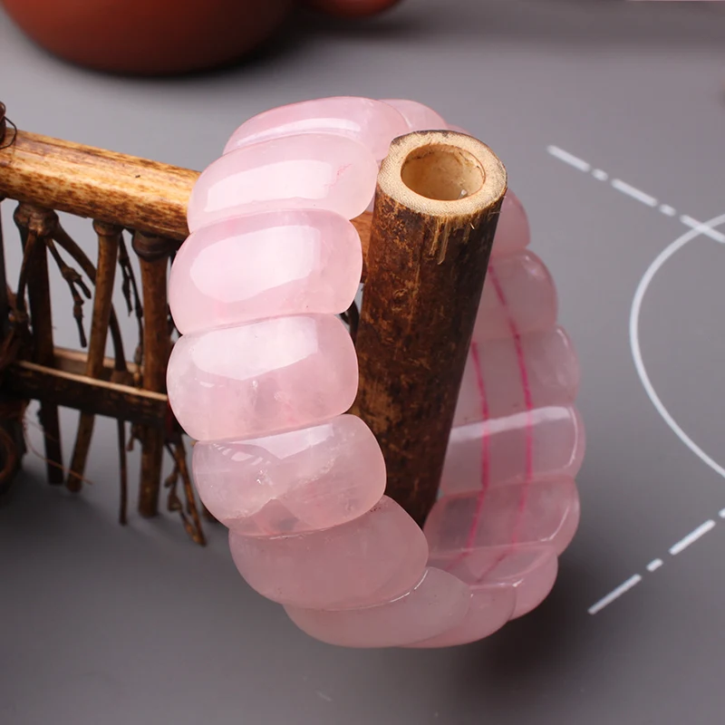 Браслет из 100% натурального камня с розовым кристаллом и кварцем винтажный