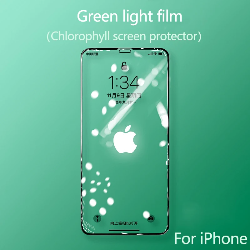 Green Light Film For iPhone X XS XR max 11 pro Chlorophyll Screen Protector Tempered Glass iPhone11 IIRROONN | Мобильные телефоны и