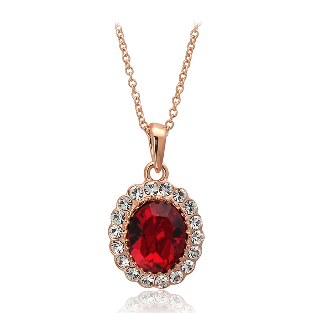 Fashion austrian crystal emerald ruby gemstones diamonds pendant necklaces for women rose gold choker vintage jewelry bijoux | Украшения и