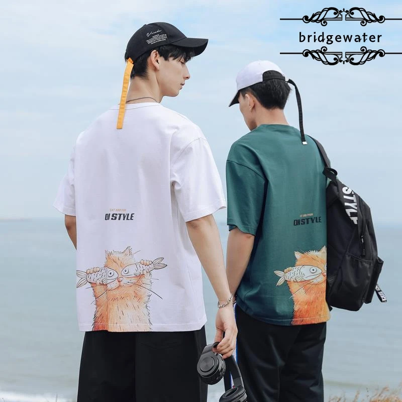 

Bridgewater Short-Sleeved t-Shirts Men's Brand Trend New Printed Loose Ins Summer Men Cotton Casual High Quality t-Shirt