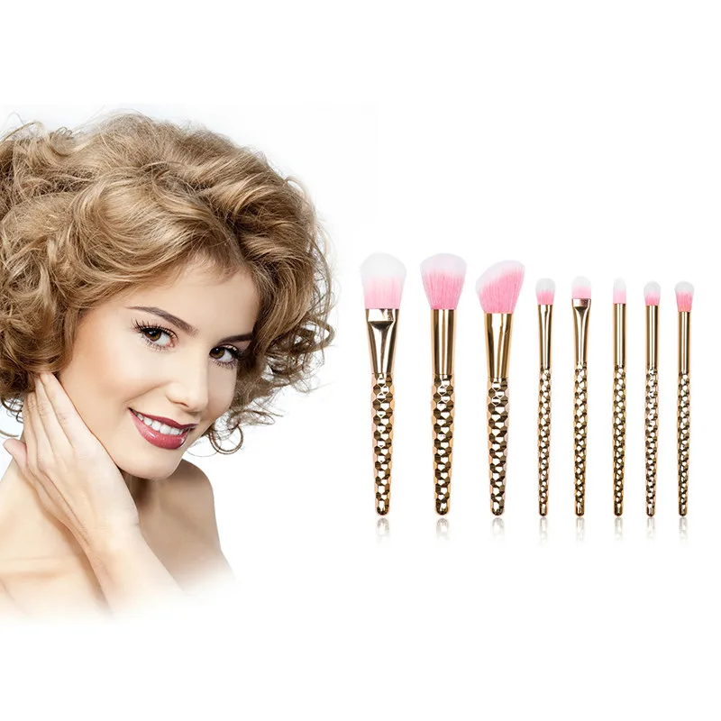 8pcs-3 4/8 шт. набор металлических кистей для макияжа, косметические тональный крем для лица Мощность тени для век Карандаш для глаз набор кистей для макияжа Набор для макияжа бровей, ватным тампоном Dfdf - Handle Color: 8pcs-3