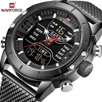 naviforce watches for men fashion business waterproof big dial day and date display quartz steel strap watches relogio masculino