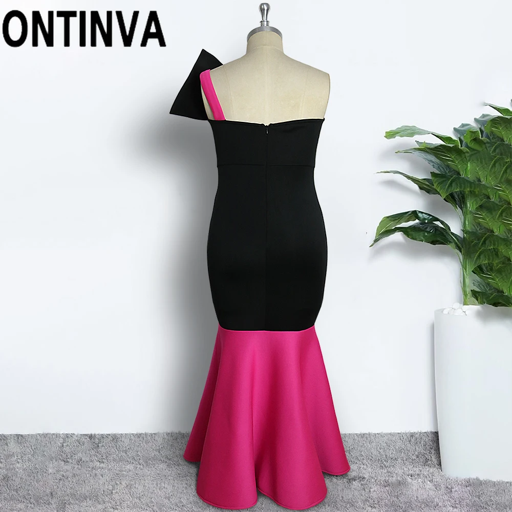 

Big Bow Party Dresses Plus Size 5XL Strapless Non-Slip Maxi Long Mermaid Bodycon Elegant Women for Evening Occasion Event 4XL