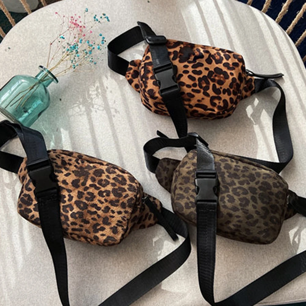 

Модная нагрудная сумка для женщин, плюшевые поясные сумки через плечо с леопардовым принтом, дорожный кошелек для покупок, мессенджеры