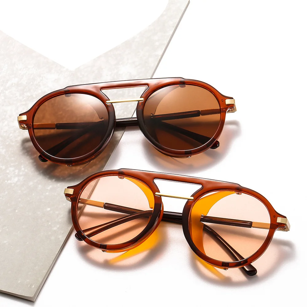 

shipping Punk round Free frame sunglasses color rotary sunglasses for men and women