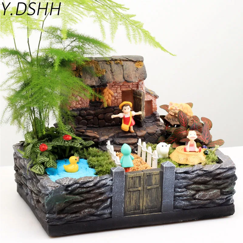 Смоляный цветочный сад маленький горшок для суккулентных растений бонсай