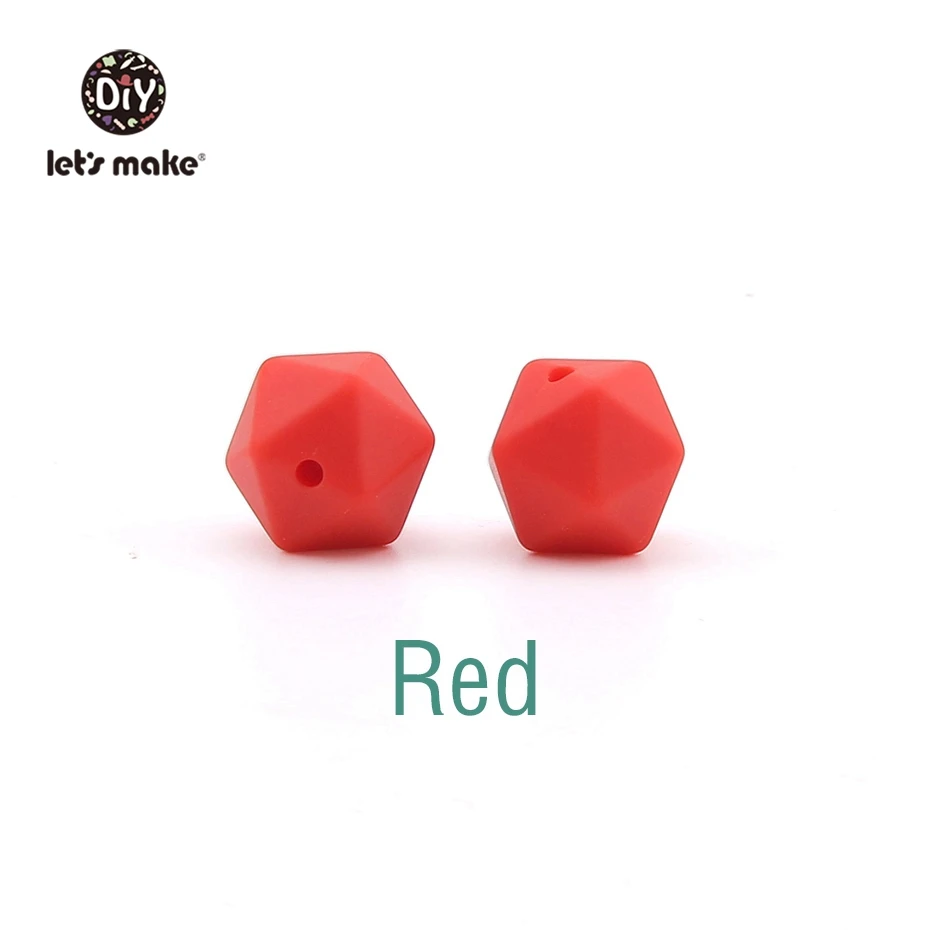 Red Let's Make 10 шт. 14 мм Силиконовые Бусины шестиугольник Bpa Бесплатно Силиконовый Прорезыватель Diy Прорезыватель для зубов Детские Жевательные Аксессуары Детские Прорезыватели - Цвет: Red