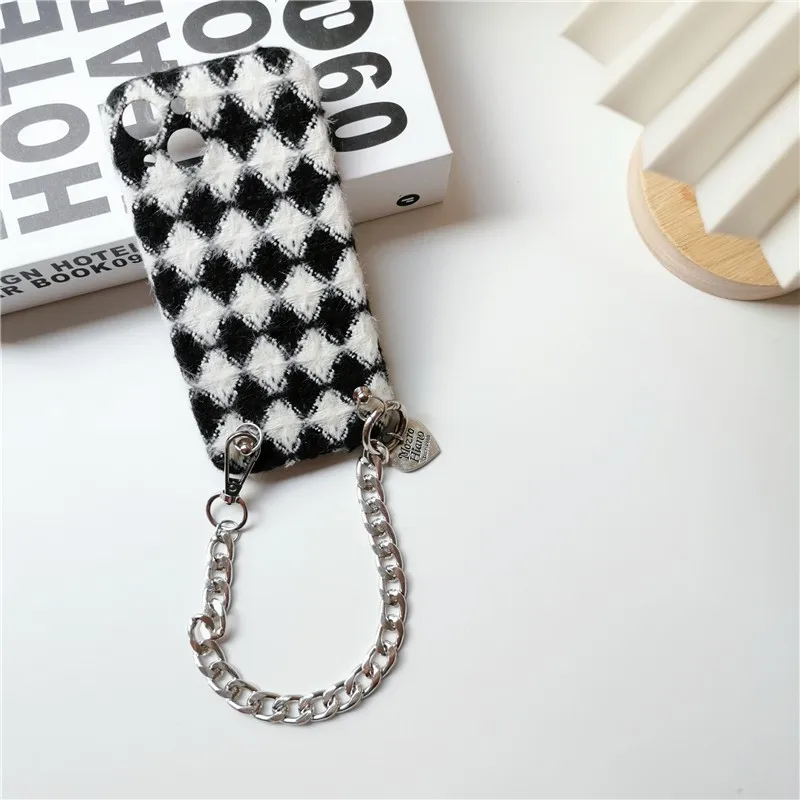 

Winter Plush Leopard Tiger Pattern Female With Lanyard Soft Case For Iphone 11 12 13 Pro Max 7 8 Plus Xr X Xs Phone Cover Fundas