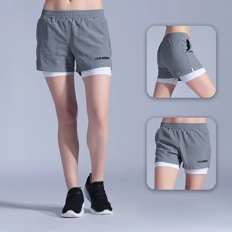

Шорты женские из двух предметов, однотонные повседневные быстросохнущие Короткие штаны для бега и занятий йогой, тренажерным залом