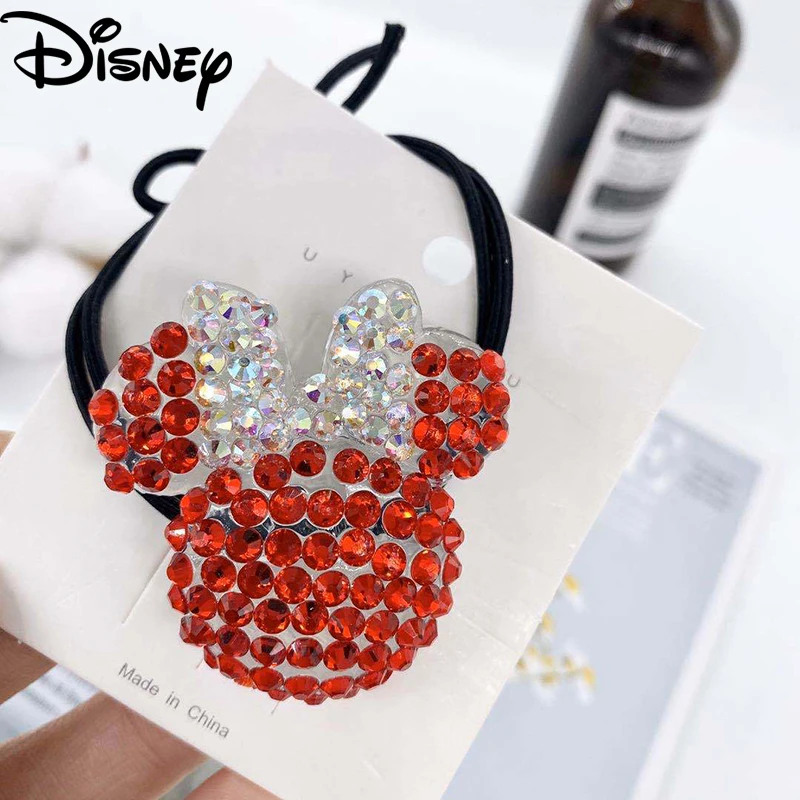 

Cute Cartoon Disney Minnie Headwear Children Diamond Elastic Hair Rope Kids Girl Hair Accessories Baby Headdress Sweet Hair Ring