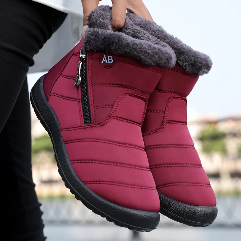 

Hot 2022 Fashion Winter Women's Ankle Snow Boots Platform Plush Fur Warm Female Booties Women's Mid Calf Boots